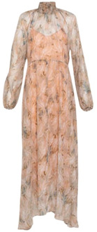 Zijden jurk met romantische details Forte Forte , Multicolor , Dames - 2XL