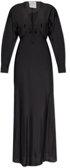 Zijden jurk met stippen Forte Forte , Black , Dames - L,M,S,Xs