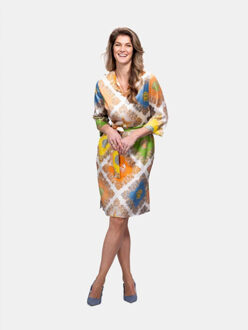 Zijden jurk pietrasanta paisley patchwork - maat S Veelkleurig