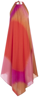 Zijden mouwloze jurk met schaduweffect Gianluca Capannolo , Multicolor , Dames - L,S