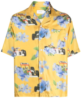 Zijden Overhemd met Bloemenprint Rhude , Yellow , Heren - S