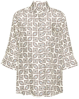 Zijden Overhemd met Geometrische Print Alberto Biani , Multicolor , Dames - S