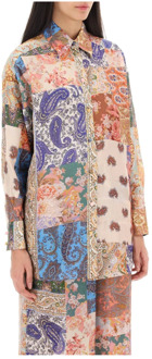 Zijden overhemd met patchwork-effect en paisley- en bloemenmotieven Zimmermann , Multicolor , Dames