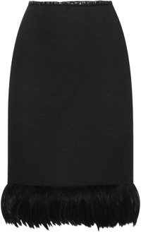 Zijden rok met verenafwerking Saint Laurent , Black , Dames - XL