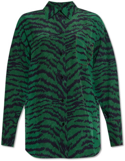 Zijden shirt met dierenmotief Victoria Beckham , Green , Dames - 2XS