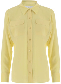 Zijden Shirt met Voorknoopsluiting Equipment , Yellow , Dames - L,M,S