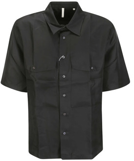 Zijden Shirt SS - Stijlvol en Elegant Sunflower , Black , Heren - L,M,S