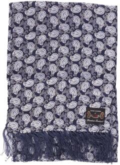 Zijden sjaal met twee paisley's (Marine) Navy