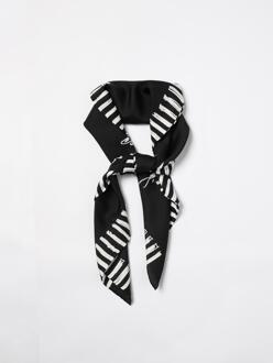 Zijden Sjaal Zwart met Witte Strepen