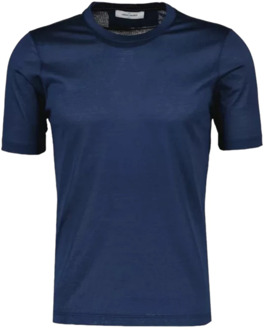 Zijden T-shirt met Ronde Hals en Korte Mouwen Gran Sasso , Blue , Heren - 2Xl,Xl,L,5Xl,4Xl,3Xl