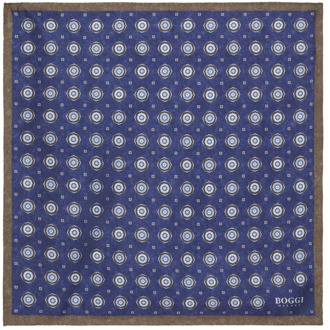 Zijden Zakdoek met Medaillonpatroon Boggi Milano , Blue , Heren - ONE Size