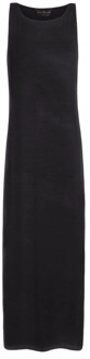 Zijden zwarte jurk met box halslijn Cortana , Black , Dames - 2Xl,Xl,M