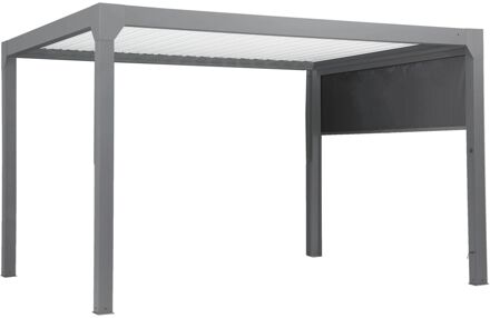 Zijgordijn - 4m - Accessoire Voor Pergola Actual - Grijs - Handmatige Bediening - Aluminium