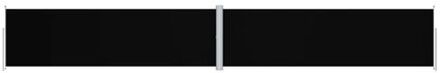 zijluifel Retractable 180 x (0-1200) cm - UV- scheur- en waterbestendig polyester - Zwart - Inclusief
