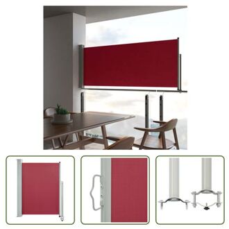 Zijscherm - 100 x 0-300 cm - UV-bestendig polyester - Automatische terugrolfunctie - Rood scherm en