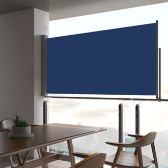 Zijscherm - 80 x 0-300 cm - UV-bestendig - Polyester+staal - Blauw/grijs