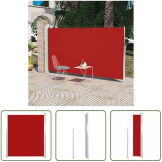 Zijscherm Rood - 160 x (0-300) cm - UV-bestendig - Automatische terugrolfunctie - Montage vereist