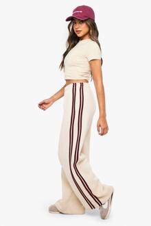 Zijstreep Pintuck Joggingbroek Met Rechte Pijp, Cream - L