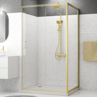 Zijwand Factory 80 X 200cm - Goud Profiel - 6 Mm Helder Glas