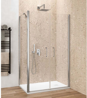 Zijwand Lacus Giglio Evo 100x200 Cm Aluminium Profiel Chroom Wit Chroom