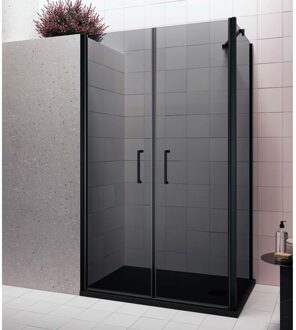 Zijwand Lacus Giglio Evo 70x200 cm Aluminium Profiel Rookglas Zwart Lacus