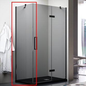 Zijwand TBV Cabine Lacus Elba 90x200 8mm Nano Rookglas Mat Zwart Wit Chroom