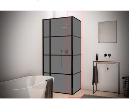 Zijwand voor AQS Douchecabine Smoke Frame 120x200 cm Rookglas Mat Zwart Raster - R-be-c120sg-fff