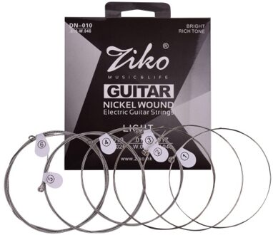 ZIKO DN-010 Normal Light Guitar Strings for Electric Guitars Hexagonal Core Namo Coating Nickel Winding 6pcs Strings Set