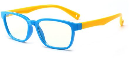 Zilead Kid Anti-Blauw Licht Siliconen Bril Kinderen Soft Frame Goggle Vlakte Bril Kids Brillen Mode Jongen Meisje blauw geel