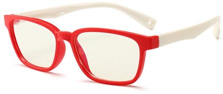 Zilead Kid Anti-Blauw Licht Siliconen Bril Kinderen Soft Frame Goggle Vlakte Bril Kids Brillen Mode Jongen Meisje rood wit