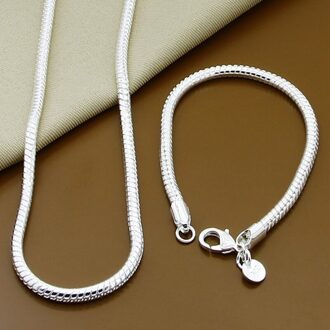Zilver 925 Snake Collier Armband Sieraden Sets Vrouwen Mannen Sieraden