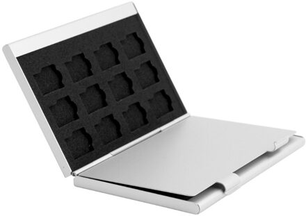 Zilver Aluminium Memory Card Storage Case Box Houder Voor 24 Tf Micro Sd Kaarten