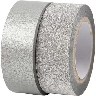 Zilver glitter tape 2 rollen - Washi tape Zilverkleurig