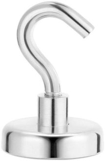 Zilver Huishoudelijke Magnetische Haak Swivel Neodymium Muur 8Kg Houder Trekken Magneet Koelkast Opslag Kracht Plafond Rack H2D8