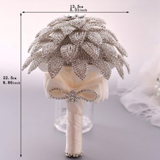 Zilver Luxe Crystal Bloem Boeket Bruiloft Bloemen Decoratie Bruidsboeket Rhinestone Luxe Crystal Boeket HF01 HF01-klein