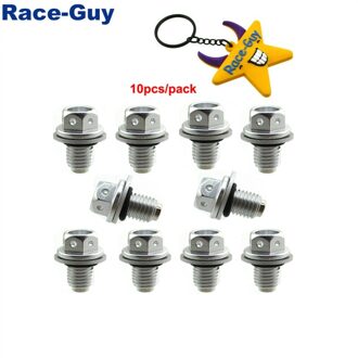 Zilver M12 X 1.50Mm Magnetische Aftapbout Plug Schroef Voor Chinese 110 125 140 150 160cc Crossmotor atv Quad CRF50 XR50 10 stukken