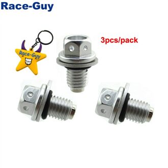 Zilver M12 X 1.50Mm Magnetische Aftapbout Plug Schroef Voor Chinese 110 125 140 150 160cc Crossmotor atv Quad CRF50 XR50 3 stukken