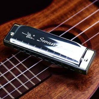 Zilver Metalen Zwaan Diatonische Blues Harmonica/ Mouthorgan 10 Gaten C Key Harp Mondharmonica