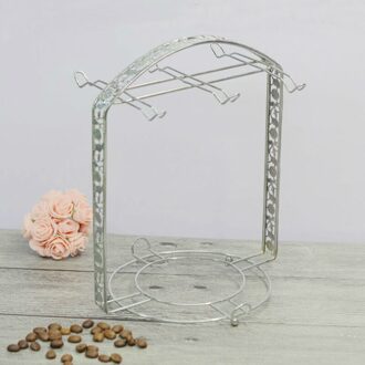 Zilver Plating Koffie Cup Kookplaat Cup Afdruiprek Kan Hangen Meest 6 Kopjes en Schoteltjes Metal Standhouder