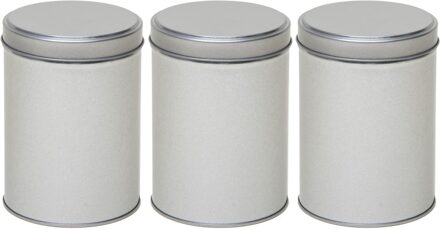 Zilver rond opbergblik/bewaarblik - 3x - D9 x H13 cm - kleine voorraadbus