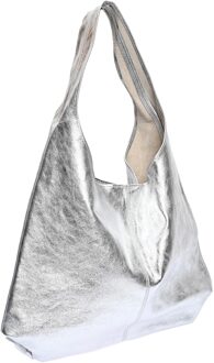 Zilver Rundleer Tas - One Size