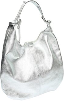 Zilver Rundleer Tas - One Size