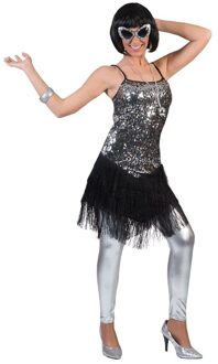 Zilver/zwart charleston verkleed jurkje voor dames Multi