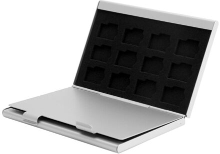 Zilveren Aluminium Memory Card Storage Case Box Houder Voor 24 Tf Kaarten