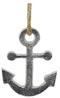 Zilveren anker hangertjes - aan touw - 6 cm - kerstboom hangers
