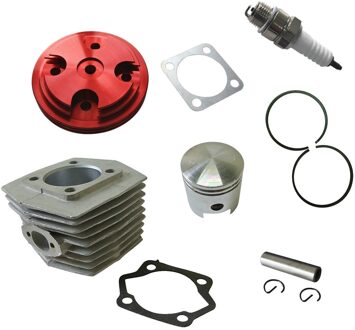 Zilveren Cnc Kleppendeksel & Cilinder & Zuiger Fit 80cc Motor Gemotoriseerde Fiets rood