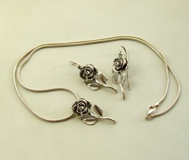 Zilveren collier en oorbellen Geel Goud - One size