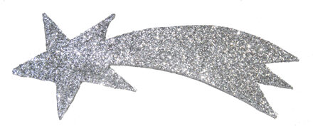 Zilveren decoratie vallende ster met glitters 31 x 11 cm