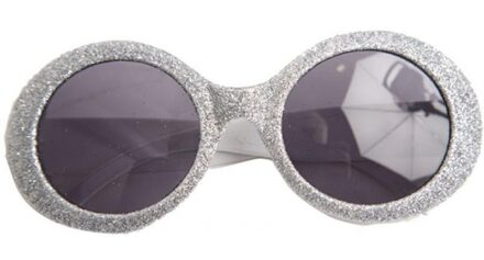 Zilveren disco carnaval verkleed bril met glitters