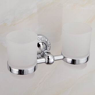 Zilveren Dubbele Bekerhouder Cup & Glashouder Bad Hardare Sets 304 Rvs Wandmontage Tandenborstelhouder Bad Product